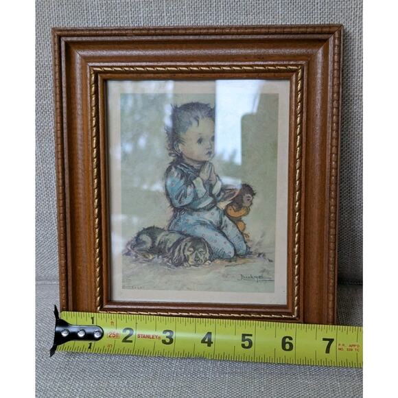 Professionally Framed Set Of 2 Prints Boy And Girl Praying by Artist Jean Bukac - Picture 7 of 8